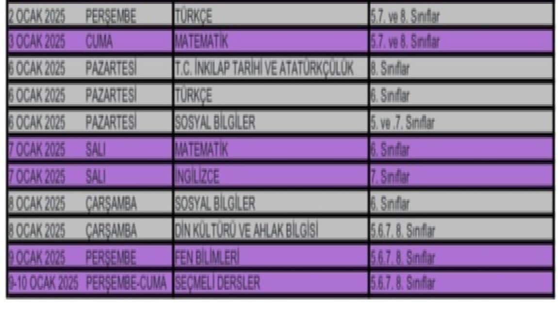 2024 1. dönem 2. sınav tarihlerimiz